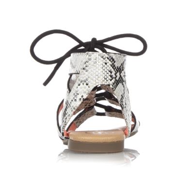 Mini girls white ghillie lace-up sandals